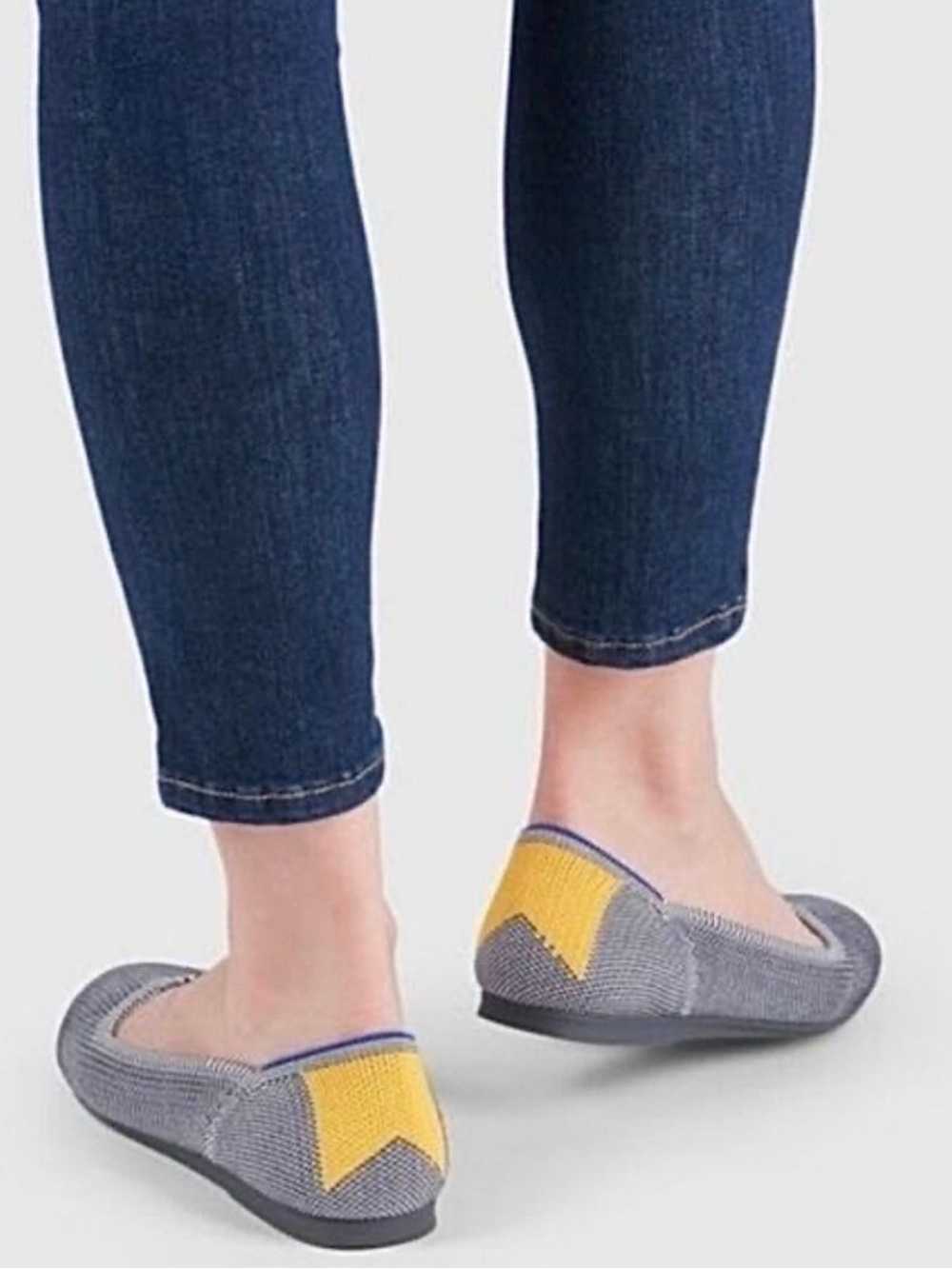 Rothy's The Flat in Retired Shale Ribbon Yellow Stripe Size 7.5